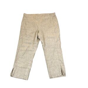 J.Jill Women's Linen Blend Capri Pants Size MP Beige Cropped Stretch Elastic Wai